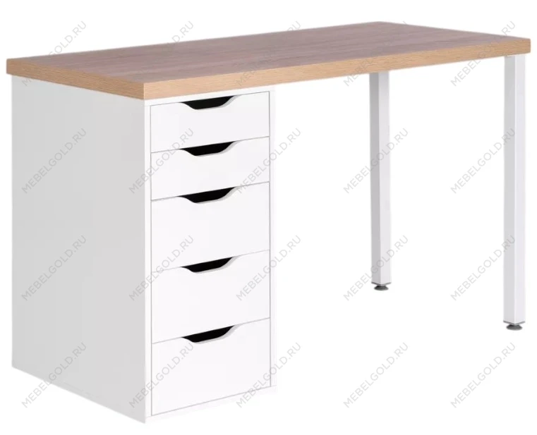 ИНГАР стол письменный ИКЕА / IKEA 1/5Т 120x75x55, дуб беленый/белый