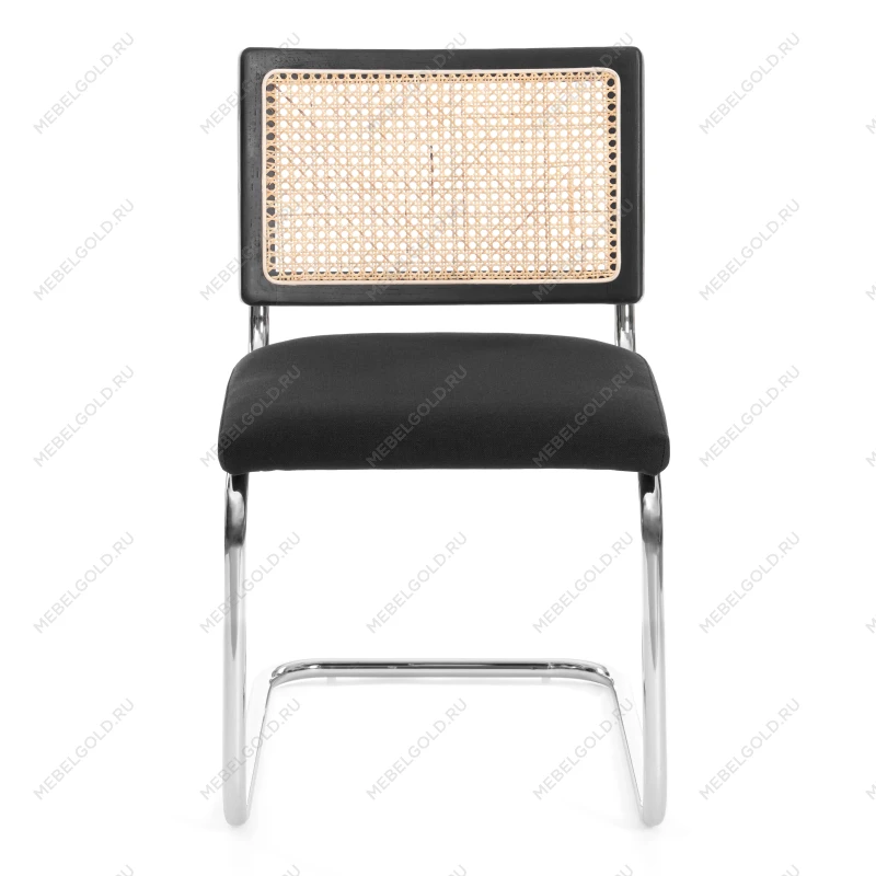 Стул MANI, дерево вяз, ротанг/ткань лен, металлический каркас, черный, 46х46х78 см | изображение 4