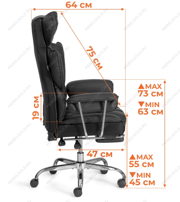 Компьютерное кресло Comfy CR, кож/зам, черный | изображение 21