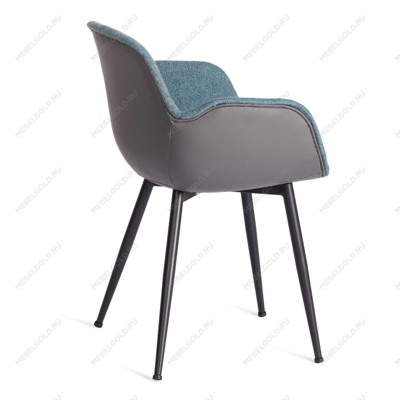 Кресло VALENTINO (mod. PC45-2)/1 шт. в упаковке, металл/экокожа/ткань, 55 х 58 х 81 см, Turquoise (бирюзовый)/Grey (серый)/чёрный | изображение 2