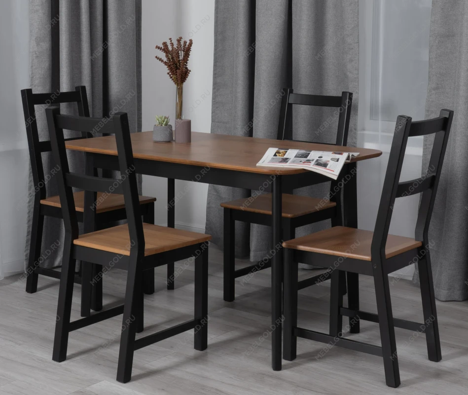 Стул Соната/Sonata chair, массив сосны, 41х50х95 см, антик/чёрный | изображение 10