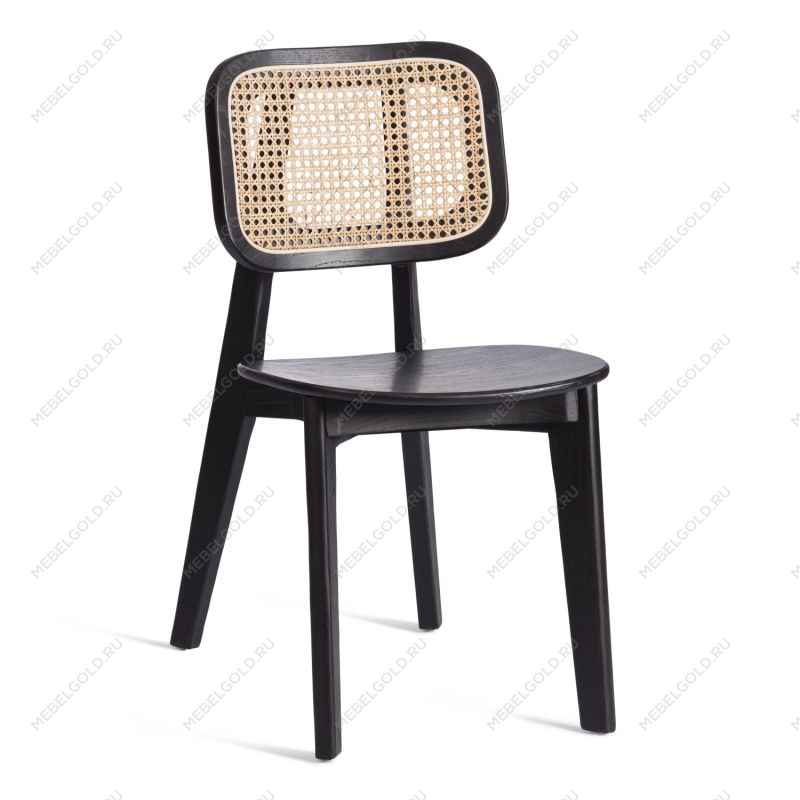Стул ODIN, дерево вяз/ротанг, черный, 42х45х78 см