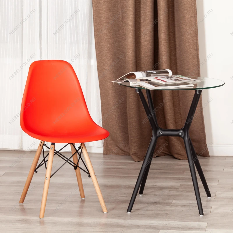 Стул CINDY (EAMES) (mod. 1801), дерево бук/металл/сиденье пластик, 45x51x82 см, Red (красный) | изображение 8
