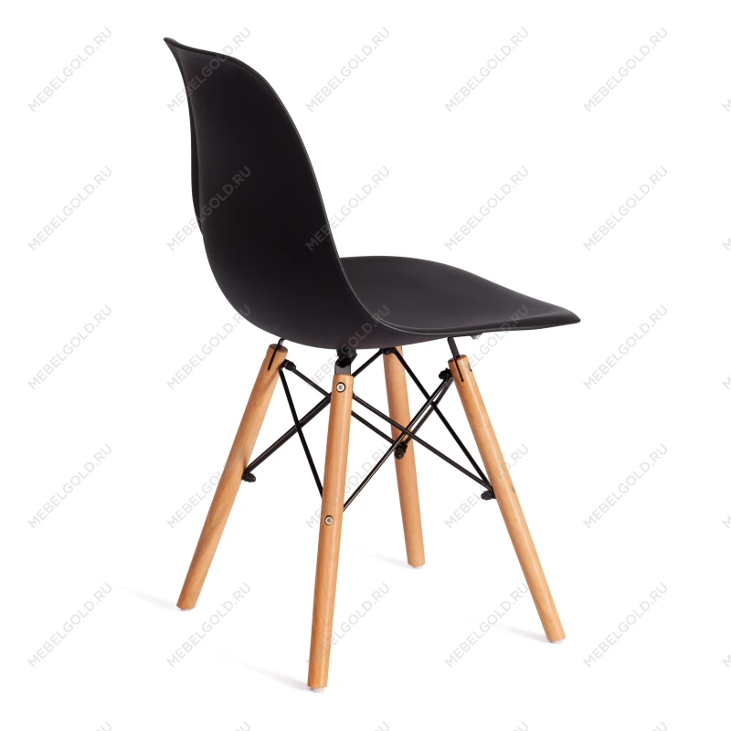 Стул CINDY (EAMES) (mod. 1801), дерево бук/металл/сиденье пластик, 45x51x82 см, Black (черный) | изображение 1
