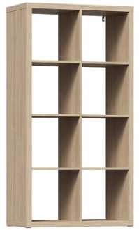 КАЛЛАКС / ФОРА Стеллаж ИКЕА / IKEA 8, прямоуголной формы с двумя рядами ячеек, тамбурат, дуб беленый