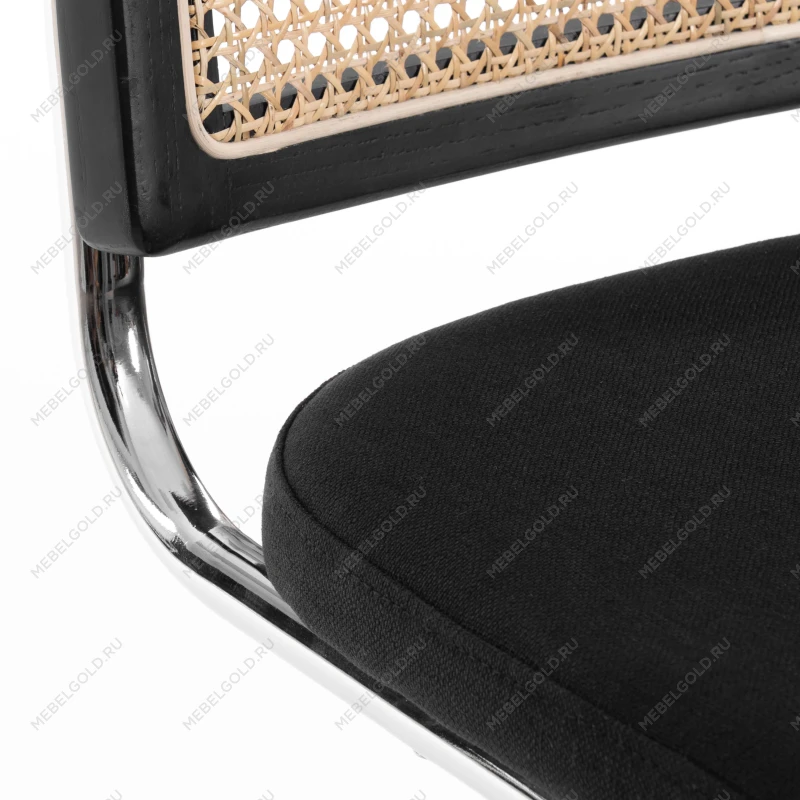 Стул MANI, дерево вяз, ротанг/ткань лен, металлический каркас, черный, 46х46х78 см | изображение 5