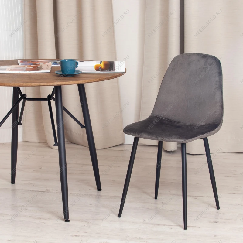 Стул BREEZE (mod. 4724), Велюр/металл, 44 х 53 х 87 см, Dark grey (темно-серый) HLR24 / черный | изображение 9