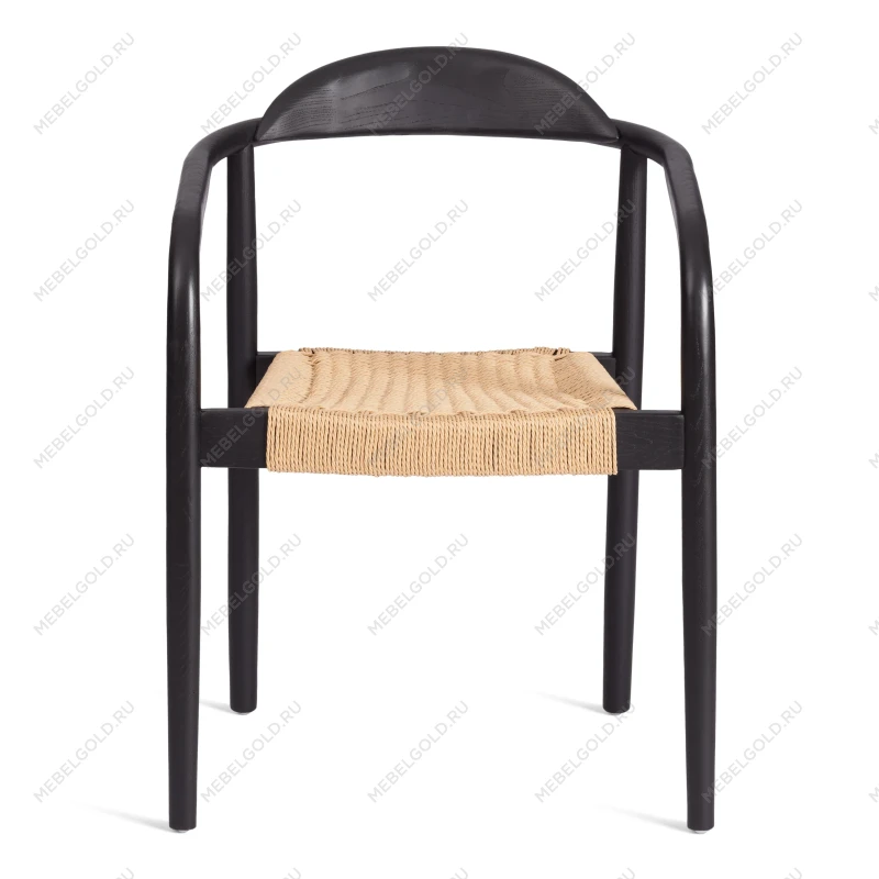 Стул MIDGARD, дерево вяз/бечевка, черный, 50х51х78,5 см | изображение 4