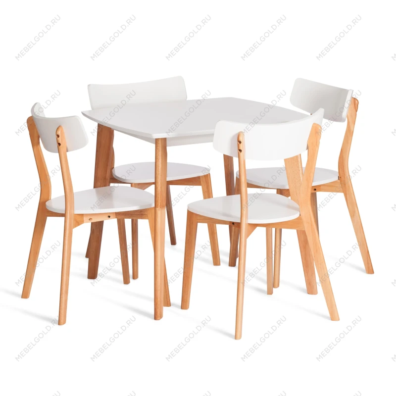 Стул Claire, сиденье МДФ, опоры дерево гевея, белый / натуральное дерево, 48 x 49,5 x 81,5 x SH44см | изображение 5