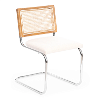 Стул MANI, дерево вяз, ротанг/ткань лен, металлический каркас, Груша (№3), 46х46х78 см