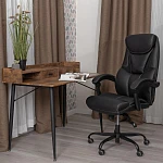 Кресло Cambridge metalBL, кож/зам/ткань, черный/черный, 36-6/11 | изображение 15