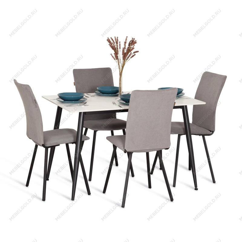 Стул обеденный La Rousse, флок, серый/черный, 29, 49х50х93 | изображение 6