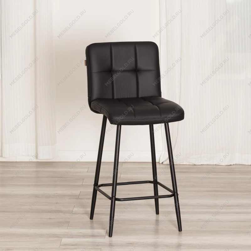 Полубарный стул Medeo/Медео, экокожа, черный, 42х56х102 см | изображение 13