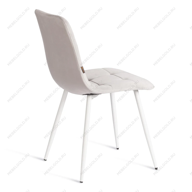 Стул CHILLY (mod. JSC-220), Велюр/металл, 44,5х52,5х88 см, Light grey (светло-серый) HLR14 / белый | изображение 2