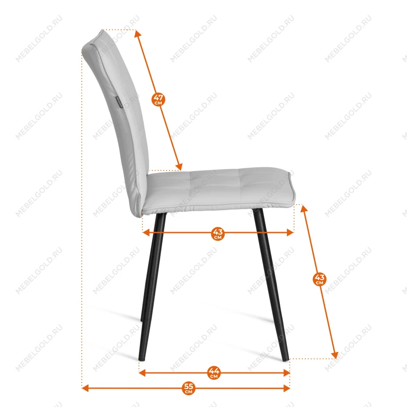 Стул обеденный La Rousse, флок, серый/черный, 29, 49х50х93 | изображение 19