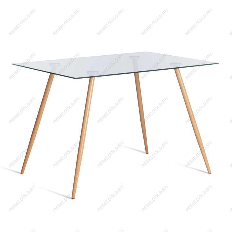 Стол SOPHIA (mod. 5003), металл/стекло (8мм), бук/прозрачный, 110 х 80 х 75 см