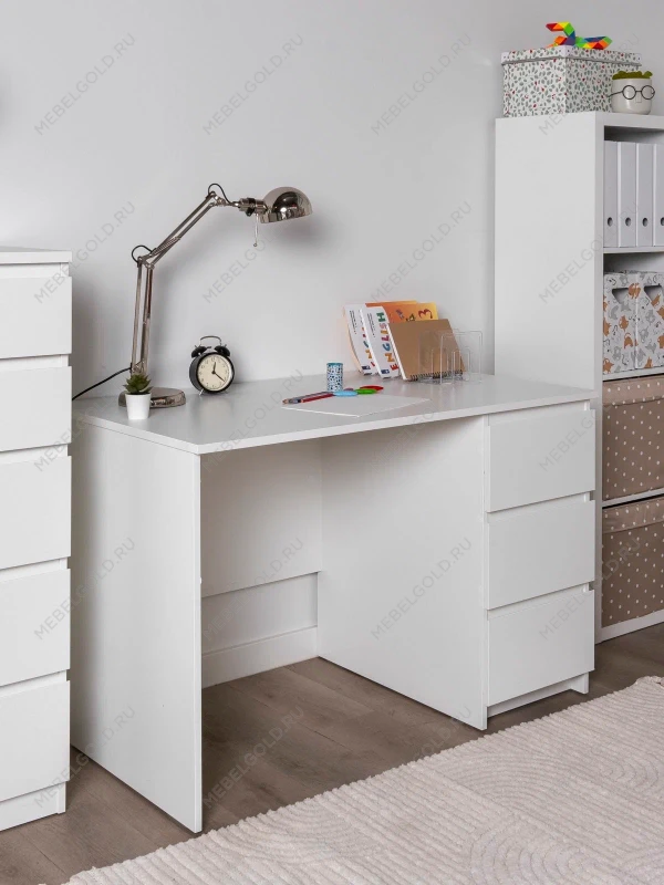 Стол письменный ГУД ЛАКК Кастор, 3 ящика, 116х65х75 см, белый | изображение 2