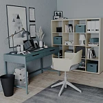 Стол письменный на металлических ножках Ингар Д 100x48x76, серо-бирюзовый/черный | изображение 1