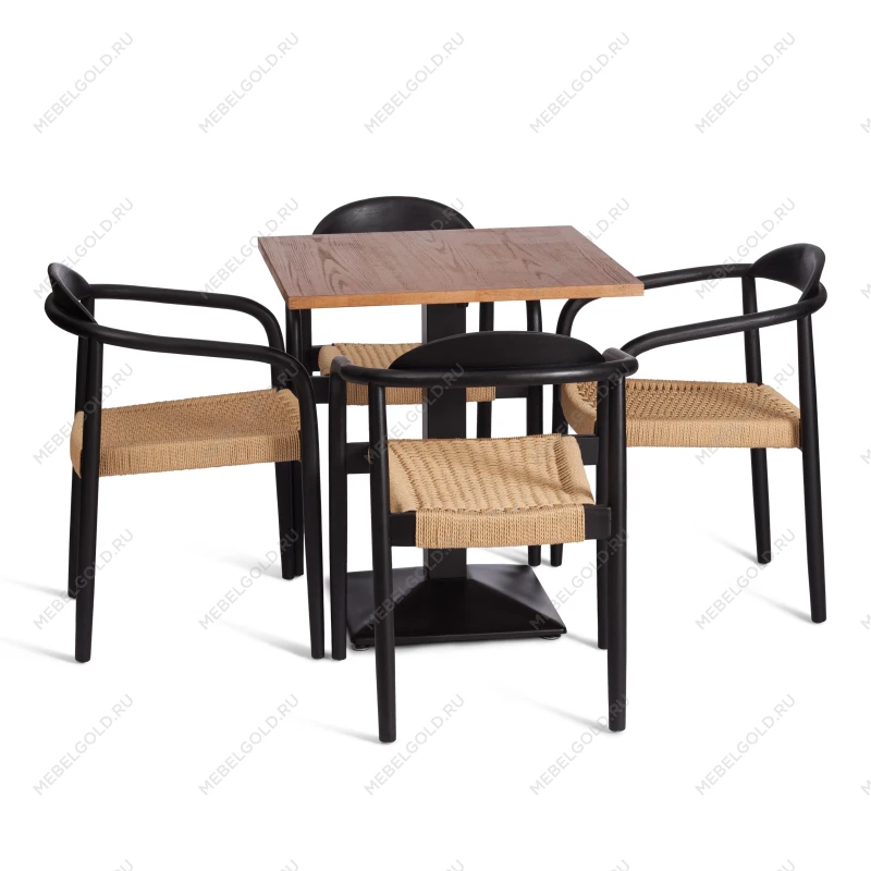 Стул MIDGARD, дерево вяз/бечевка, черный, 50х51х78,5 см | изображение 5