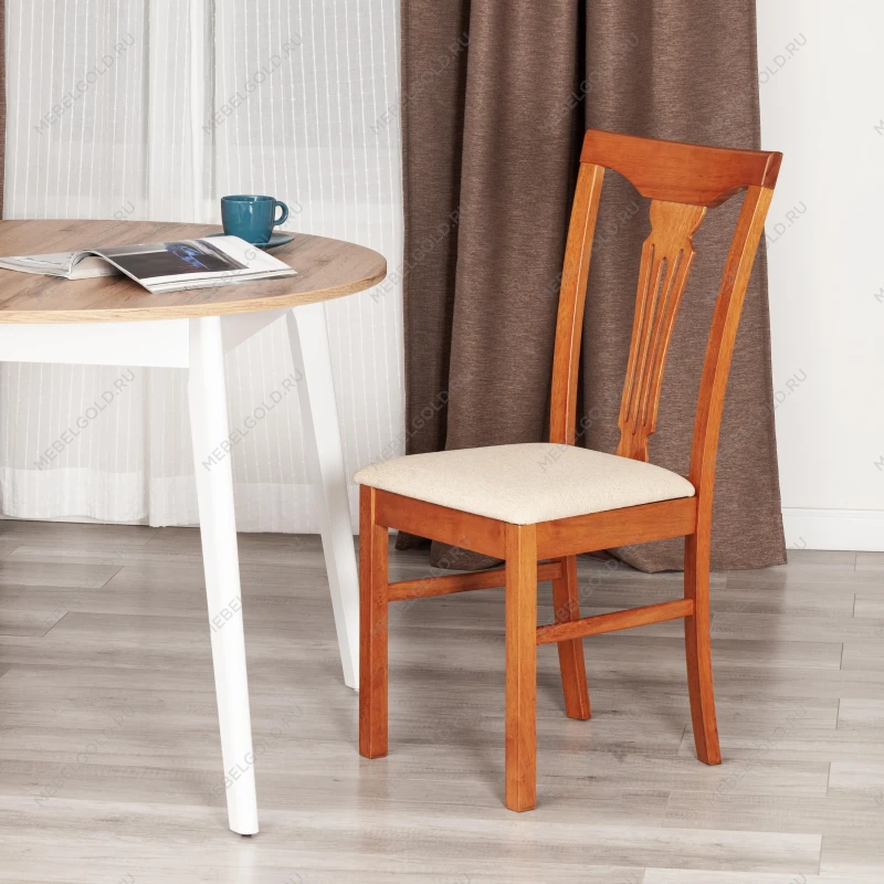 Стул - Гермес/Hermes, дерево гевея, 43х49х94см, Espresso, ткань бежевая (S178-4) | изображение 8