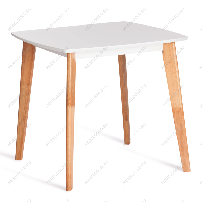 Стол обеденный Claire квадратный, столешница МДФ, опоры дерево гевея, белый / натуральное дерево, 80 x 80 x 75см