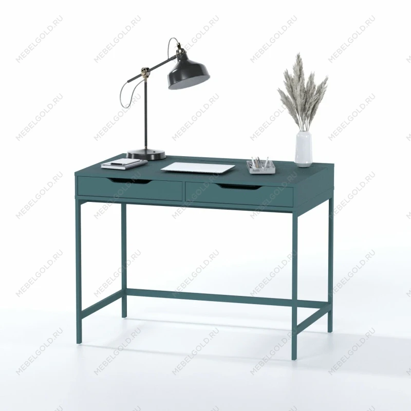 Стол письменный на металлических ножках Ингар Д 100x48x76, серо-бирюзовый/черный | изображение 7