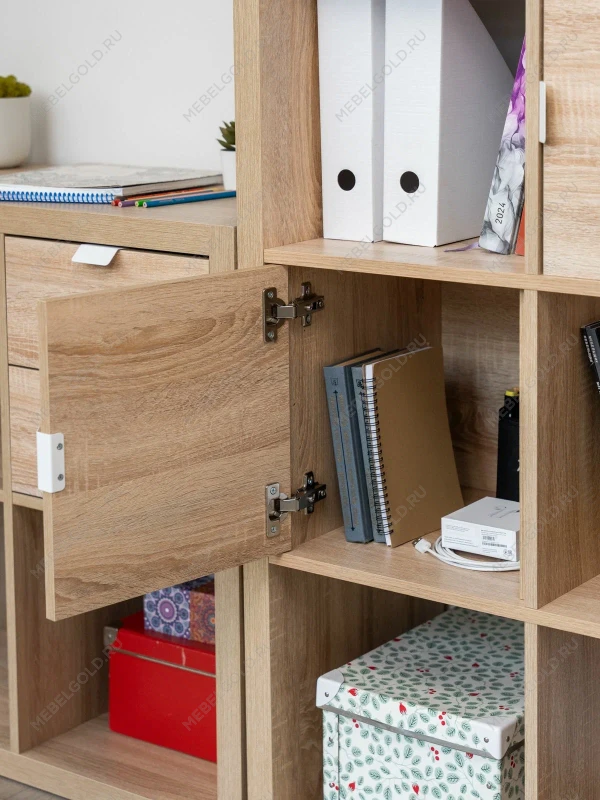 Модуль с дверцей для стеллажа ФОРА, ручка металл, 33х33х37, дуб беленый | изображение 3