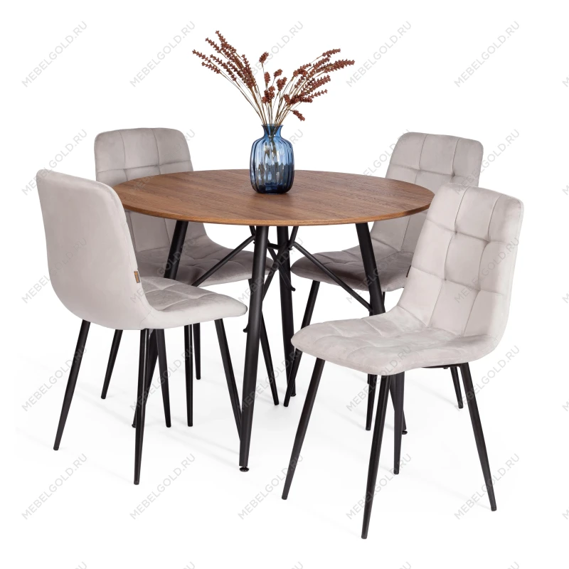 Стул CHILLY (mod. JSC-220), Велюр/металл, 44,5х52,5х88 см, Light grey (светло-серый) HLR14 / черный | изображение 5