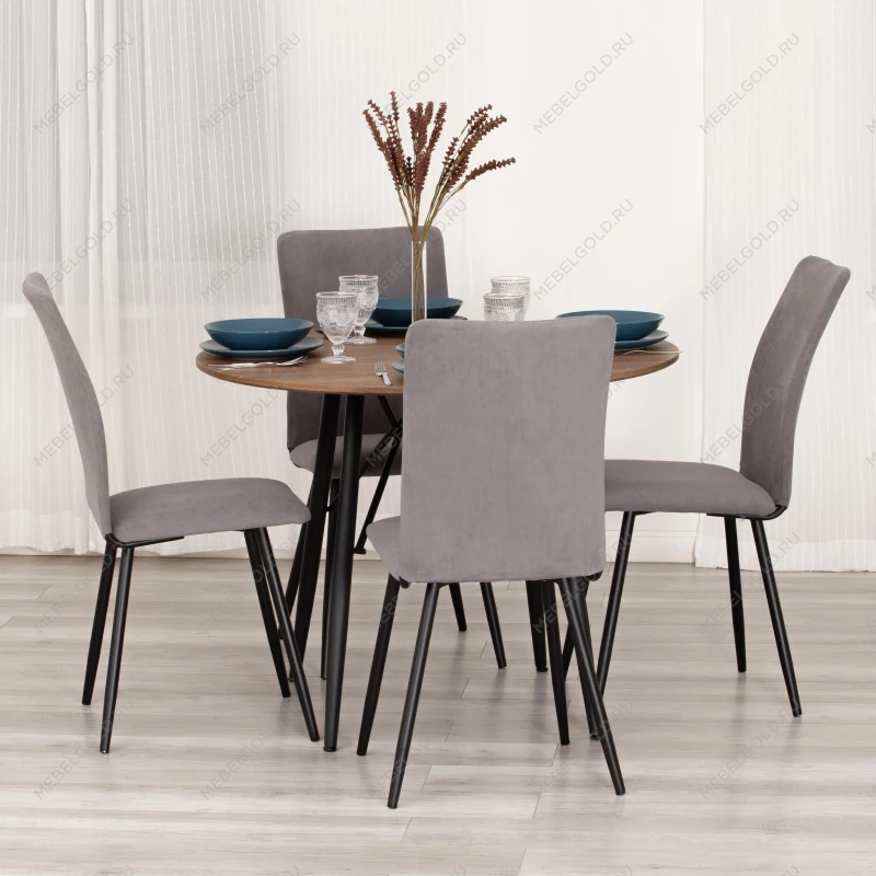 Стул обеденный La Rousse, NEW, флок, серый/черный, 29, 45x55x93 см | изображение 15